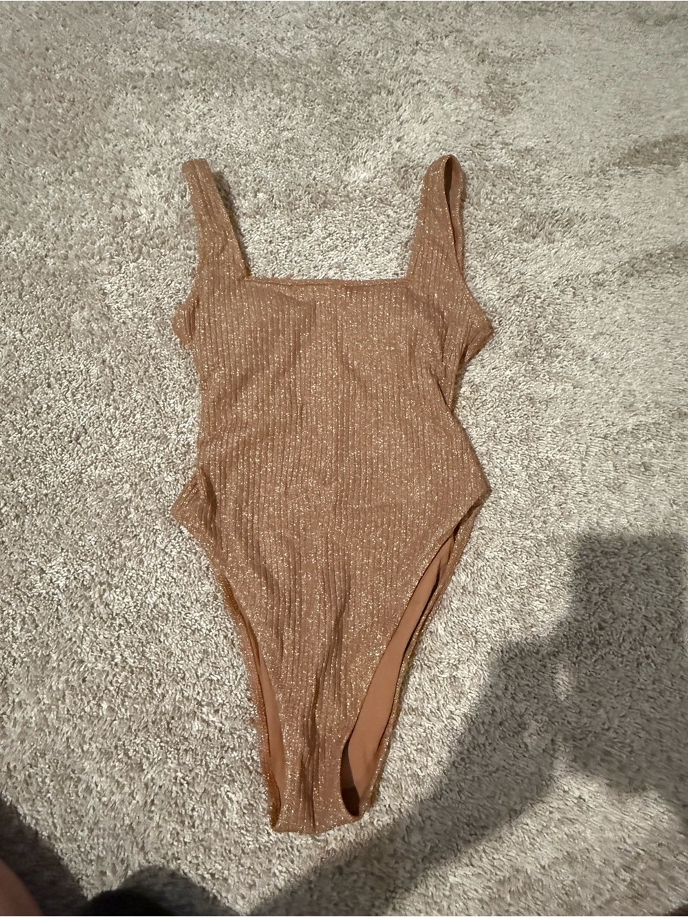 J. Crew Shimmery Tan Ribbed One-Piece Swimsuit